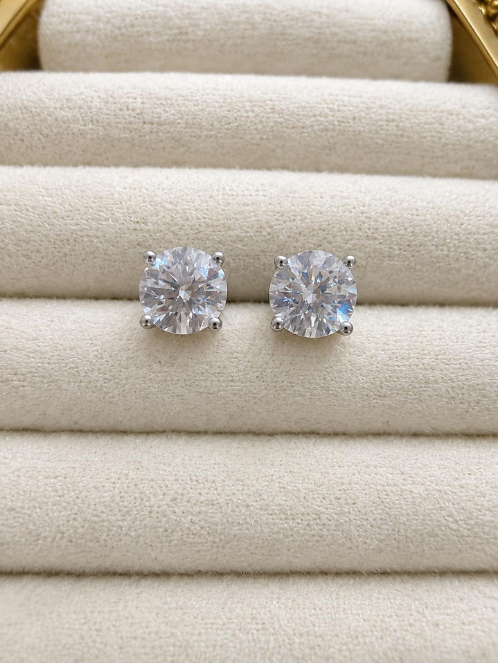 1.51cttw Lab Grown Diamond Stud Earrings- 14KW