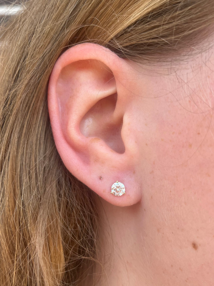 1.00ctw Lab Grown Round Diamond Stud Earrings- 14KY