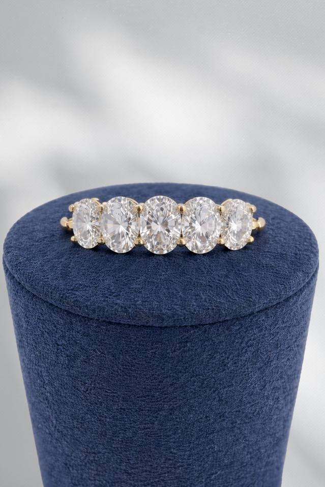 2.00cttw Lab Grown Oval Five Stone Ring- 14KY