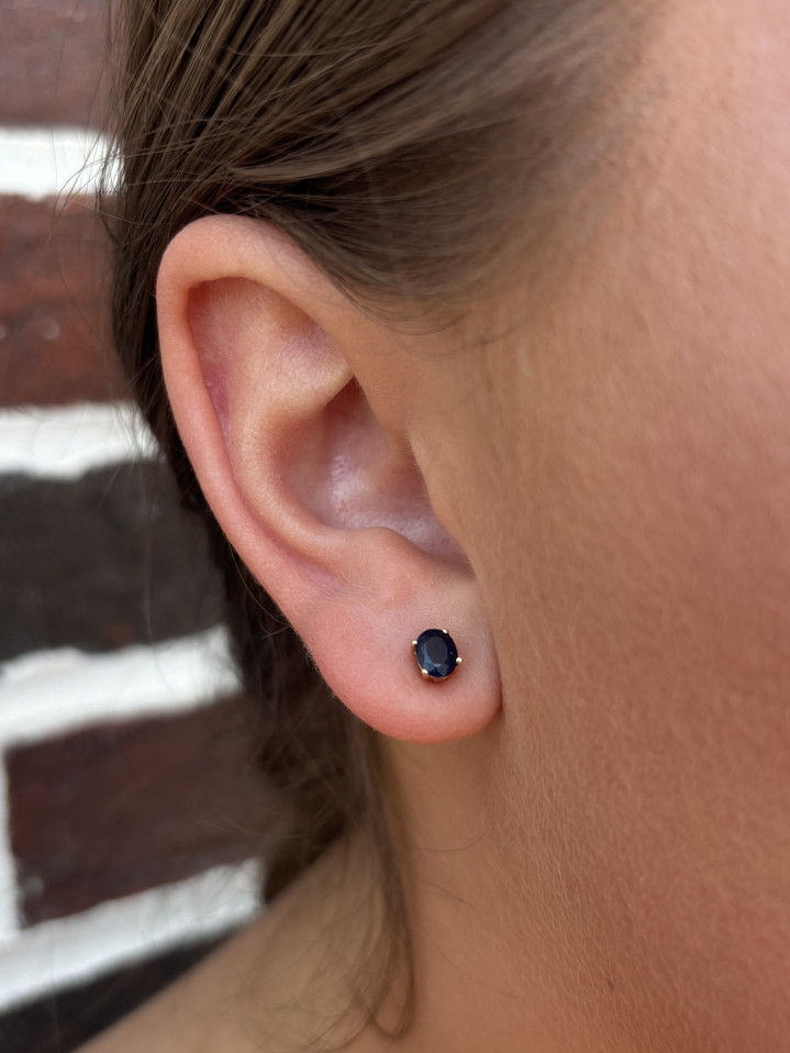 Sapphire Stud Earrings- 14KY