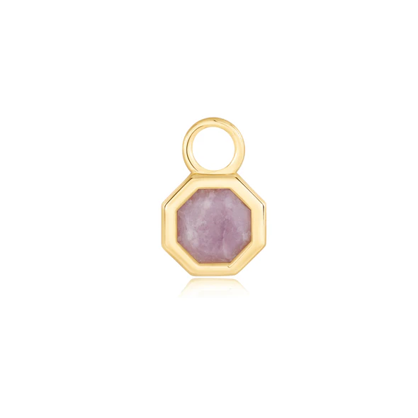 Gold Octagon Gemstone - Earring Charm