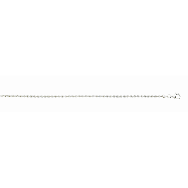 2.4mm Anti-Tarnish Sterling Silver Rope Chain 22"