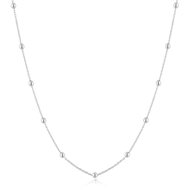 Silver Tone Bobble Long Chain Necklace