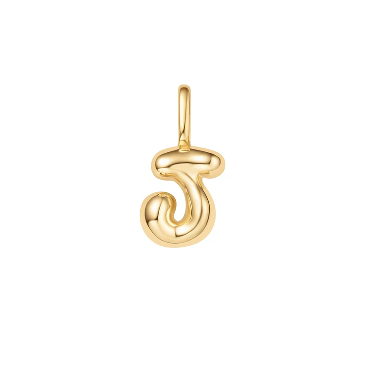 Gold Tone Bubble Letter "J" Necklace/Bracelet Charm (NC060-27G)
