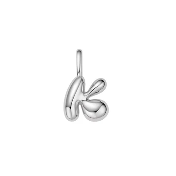 Sterling Silver Bubble Letter "K" Necklace/Bracelet Charm (NC060-28H)