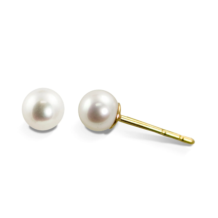 4.00mm Akoya Pearl Stud Earrings "A"- 14KY