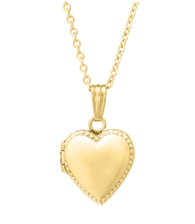 Engravable Heart Shaped Locket with Beaded Edges-14K Gold Filled