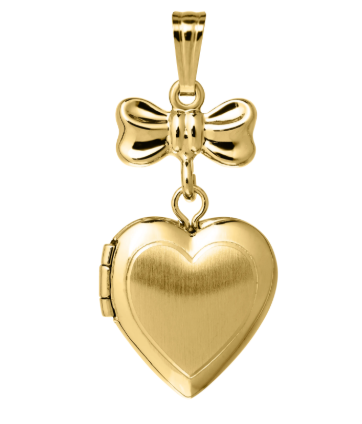 Engravable Heart Shaped Locket with Bow on Top-14K Gold Filled