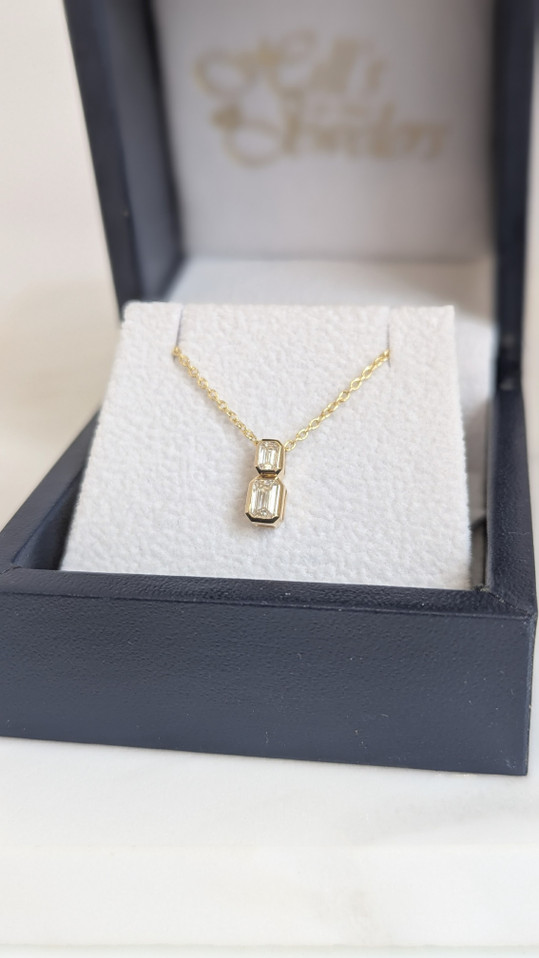 .35cttw Double Emerald Cut Diamond Necklace- 14KY