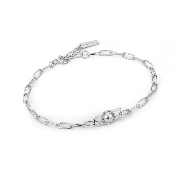 Silver Orb Link Chunky Chain Bracelet- Sterling Silver (B045-02H)