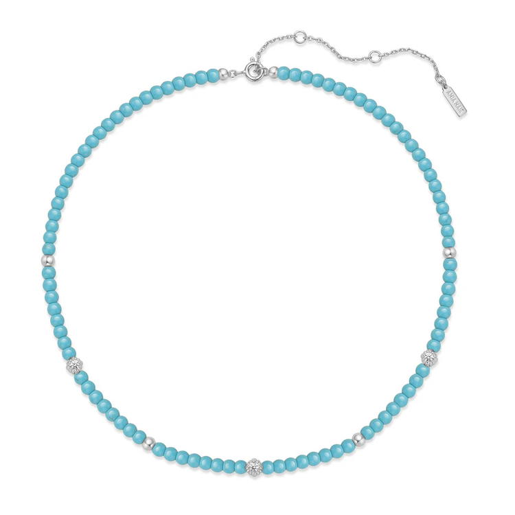 Silver Lab Created Turquoise Necklace- Sterling Silver (N063-03H)