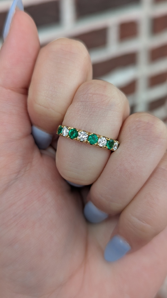 .42cttw Alternating Diamond and Emerald Band- 18KY