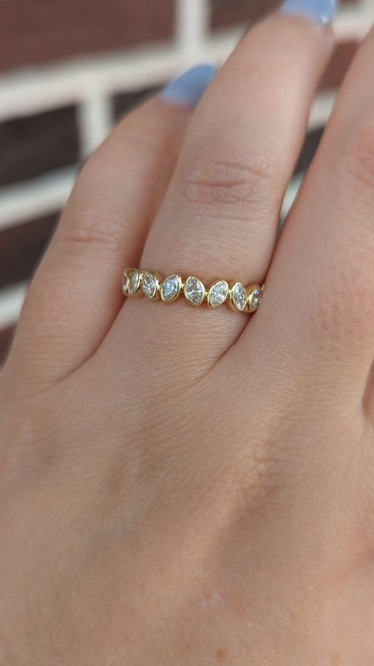 .45cttw Bezel Set Marquise Band- 14KY