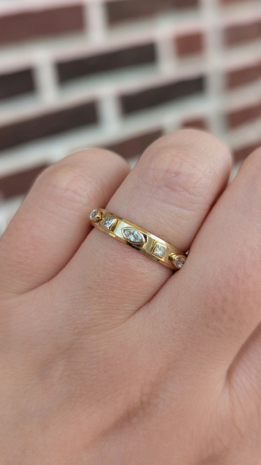 .20cttw Bezel Set Chunky Mixed Shape Band- 14KY