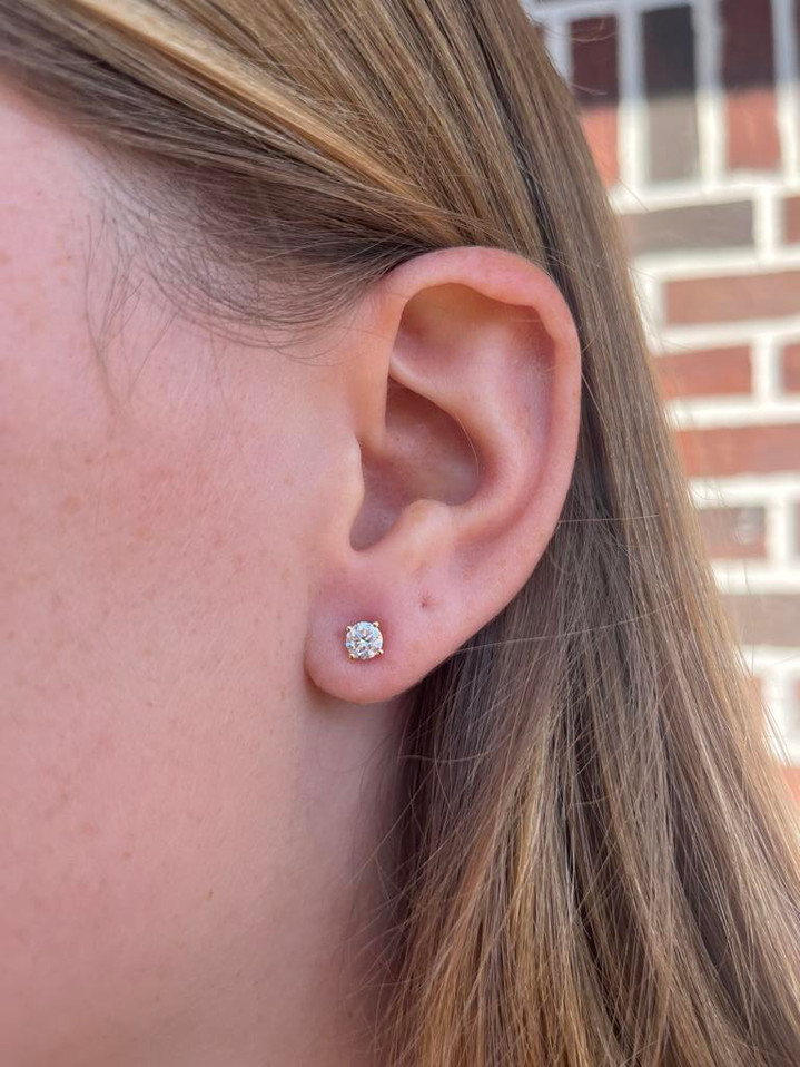 .78cttw Lab Grown Diamond Stud Earrings- 14KY