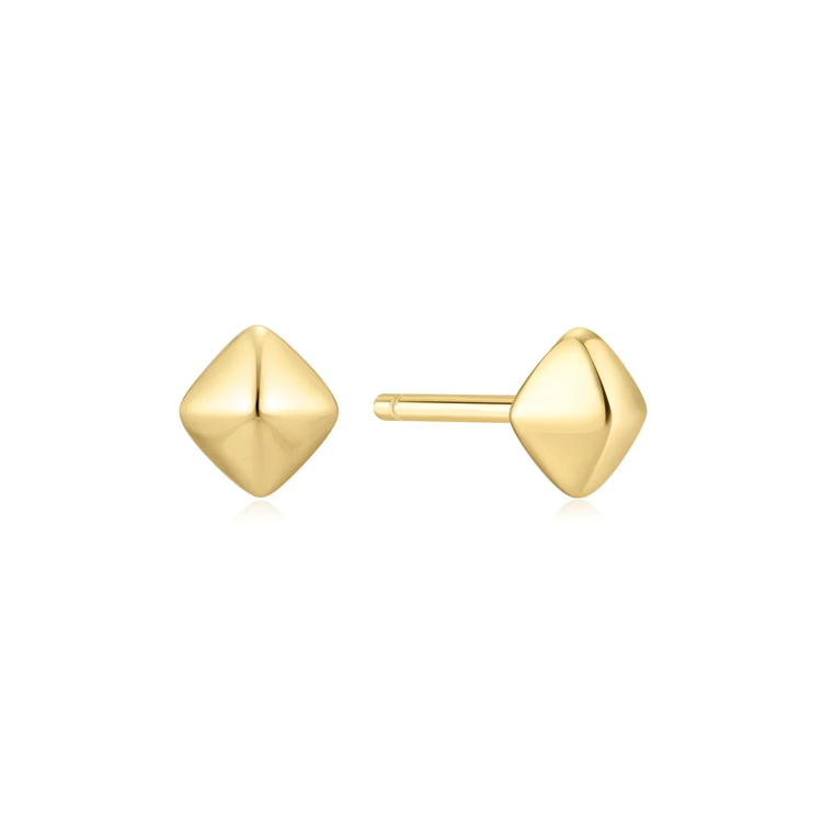 Gold Tone Pyramid Glam Stud Earrings (E067-02G)