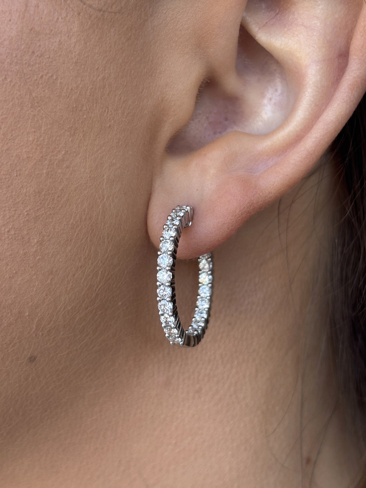 2.00cttw Lab Grown Inside Out Diamond Hoop Earrings- 14KW