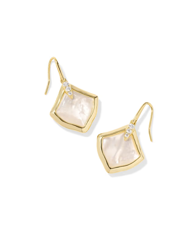 Joelle Drop Earrings in Ivory MOP- Gold Tone