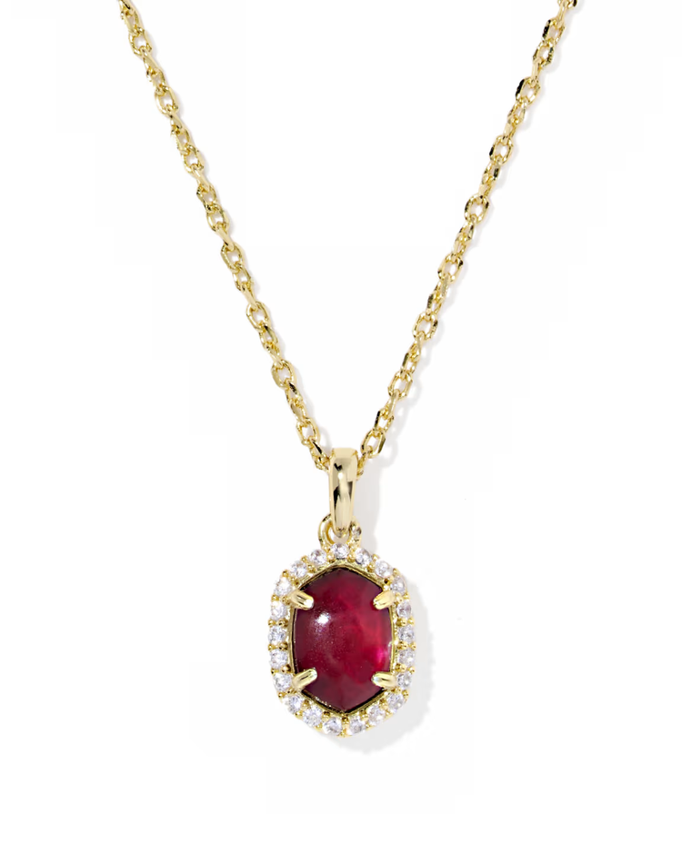 Daphne Crystal Frame Pendant Necklace in Dark Burgundy Illusion- Gold Tone