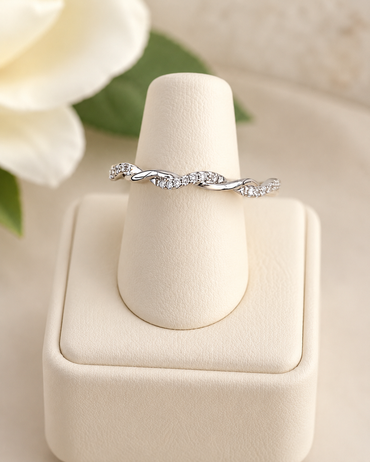 .08cttw Diamond Twist Stackable Band- 10KW
