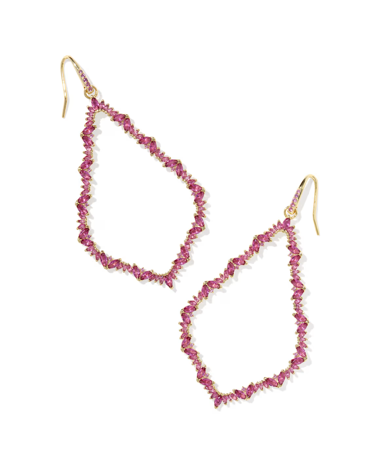 Sophee Crystal Open Frame Earrings in Pink Crystal- Gold Tone