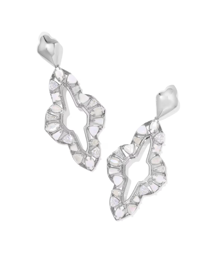 Abbie Crystal Statement Earrings in Neutral Mix- Silver Tone