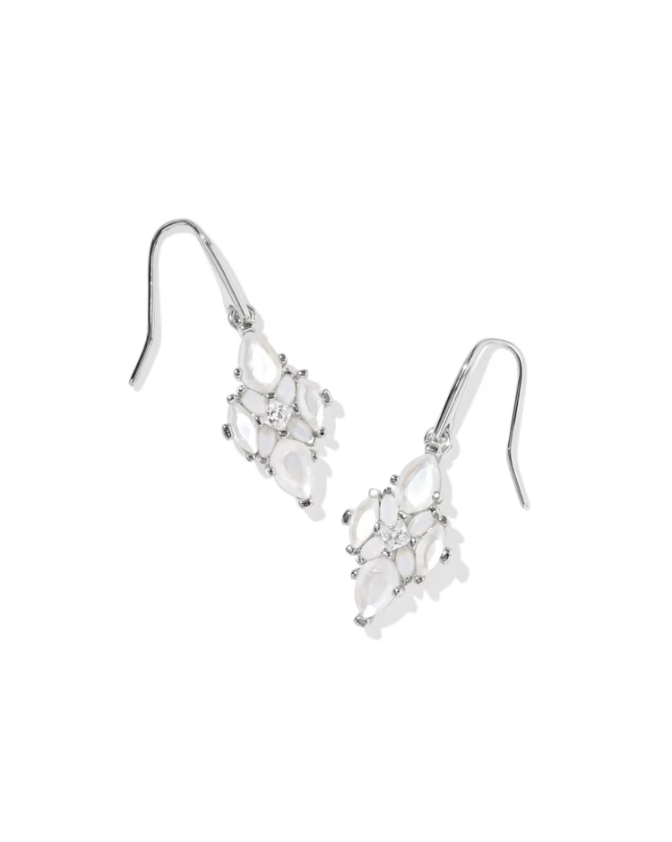 Abbie Crystal Drop Earrings in Neutral Mix- Silver Tone