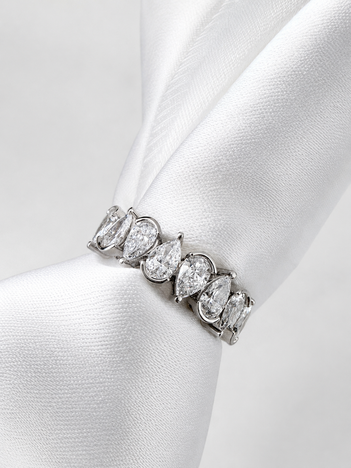 1.65cttw Lab Grown Eight Stone Pear Diamond Band- 14KW
