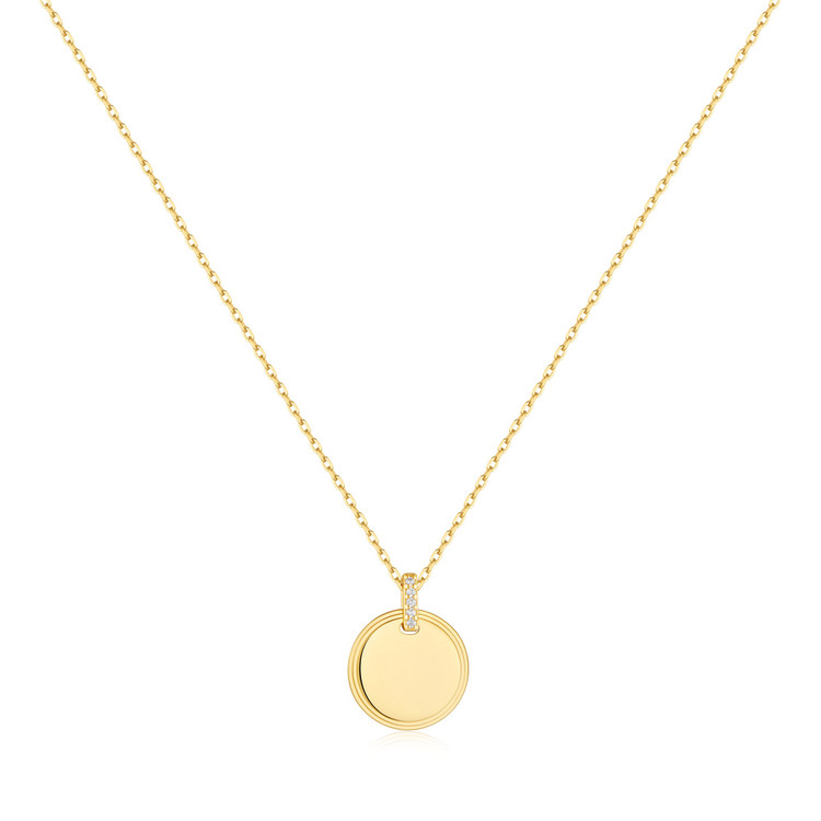 Sterling Silver Gold Plated Disc Pendant Necklace
