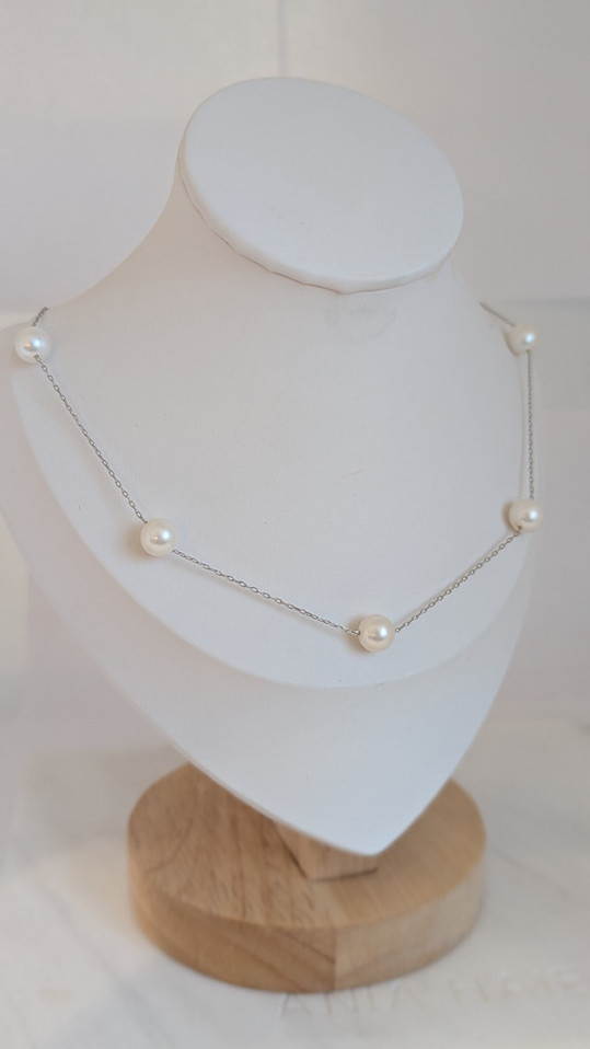 Freshwater Pearl Adjustable Necklace-14KW 