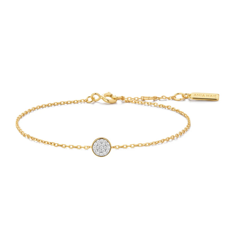 Gold Tone Pave Disc Bracelet