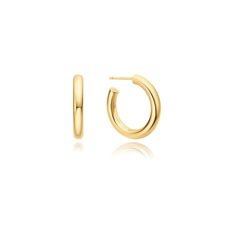 Gold Tone Classic Tube Medium Huggie Hoop Earrings