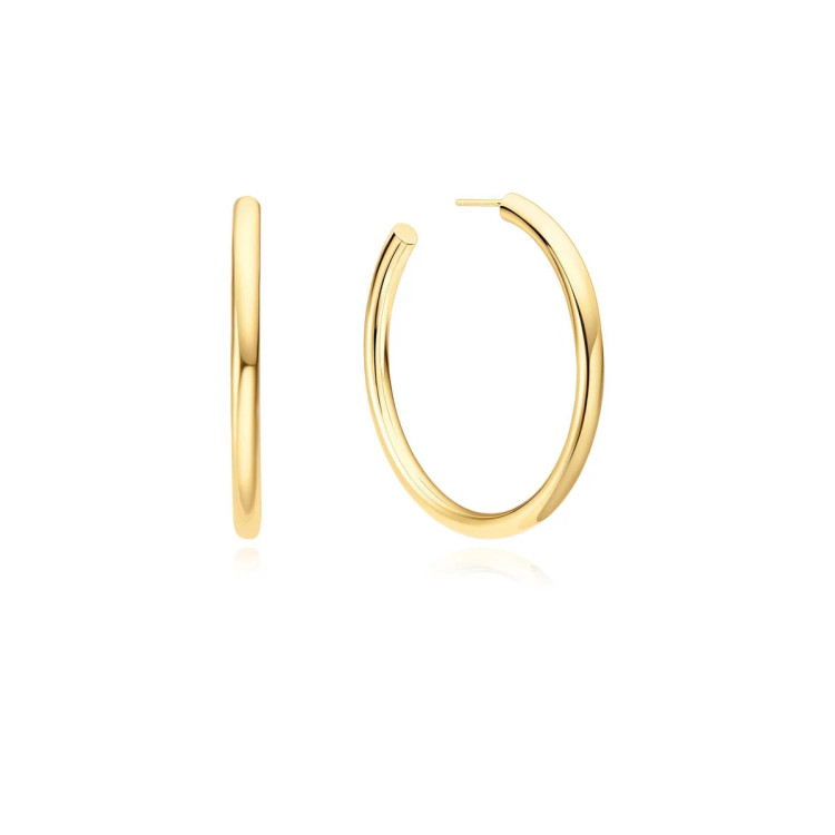 Gold Tone Classic Tube Oversized Hoop Earrings