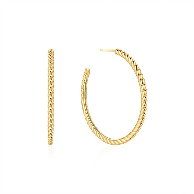 Gold Tone Twisted Oversized Hoop Earrings