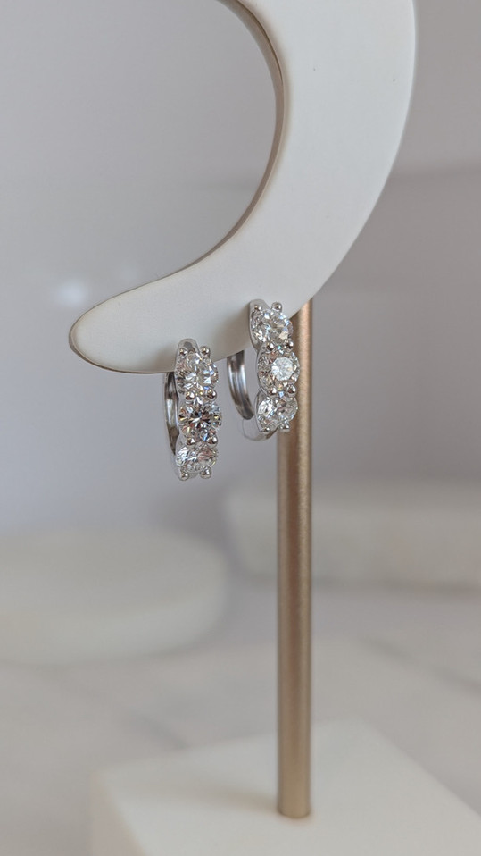 3.42cttw Lab Grown Three Stone Huggies