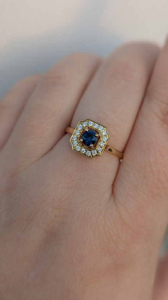 Sapphire and Diamond Ring-14KY