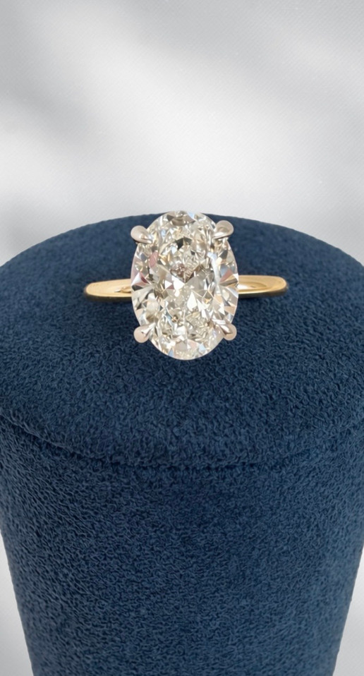 3.11cttw Lab Grown Oval Solitaire Engagement Ring-14KY