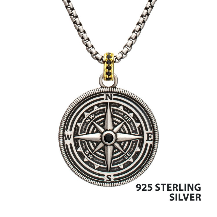 Black Spinel Magellan Compass Pendant
