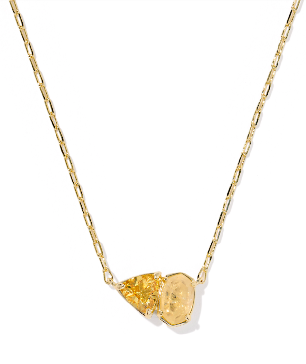 Tatum Short Pendant Necklace Gold Tone w/ Golden Yellow Mix