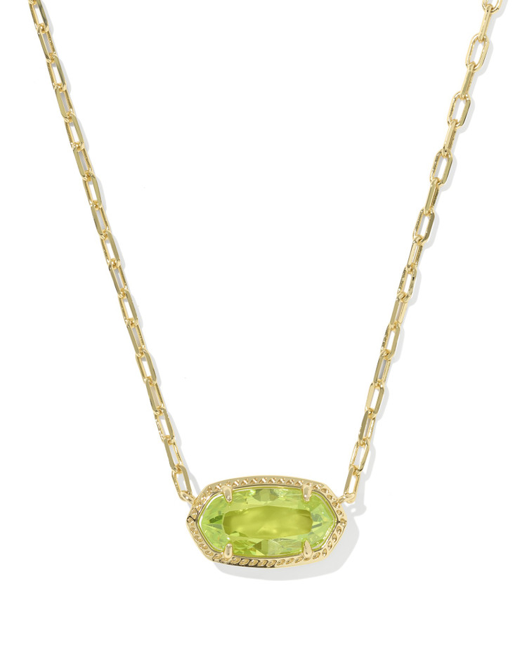 Elisa Luxe Pendant Necklace Gold Tone w/Light Green CZ