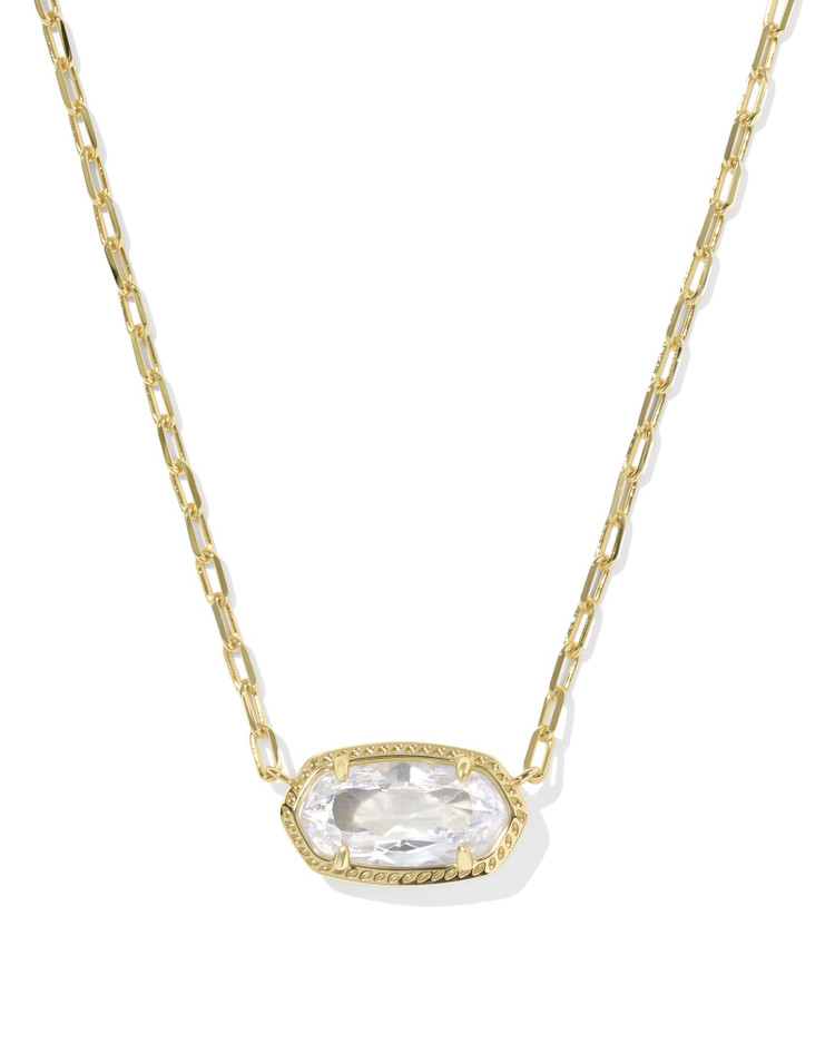 Elisa Luxe Pendant Necklace Gold Tone w/White CZ