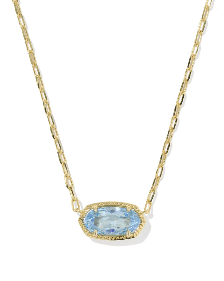 Elisa Luxe Pendant Necklace Gold Tone w/Light Blue CZ