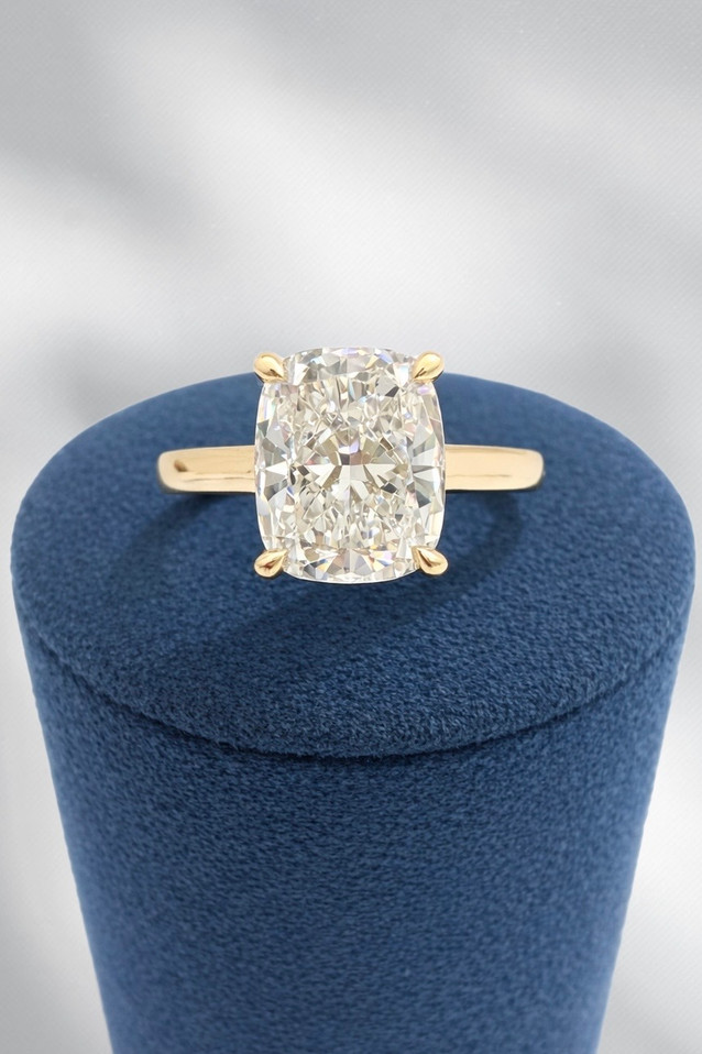 2.07cttw Lab Grown Elongated Cushion Engagement Ring-14KY