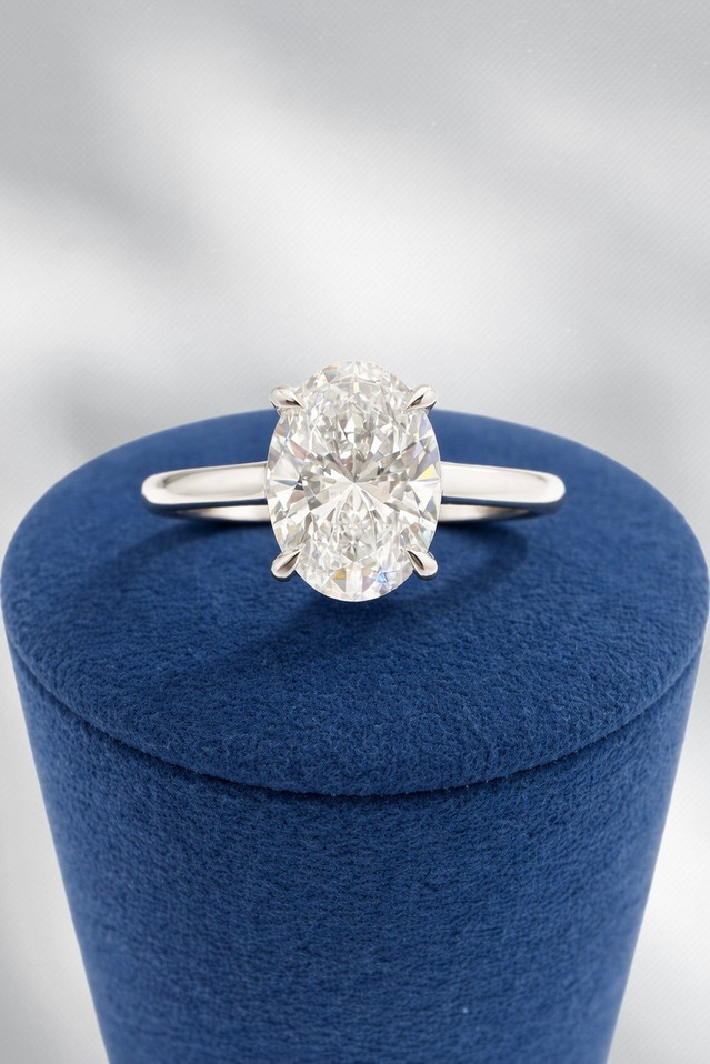 3.06cttw Lab Grown Oval Engagement Ring-14KW