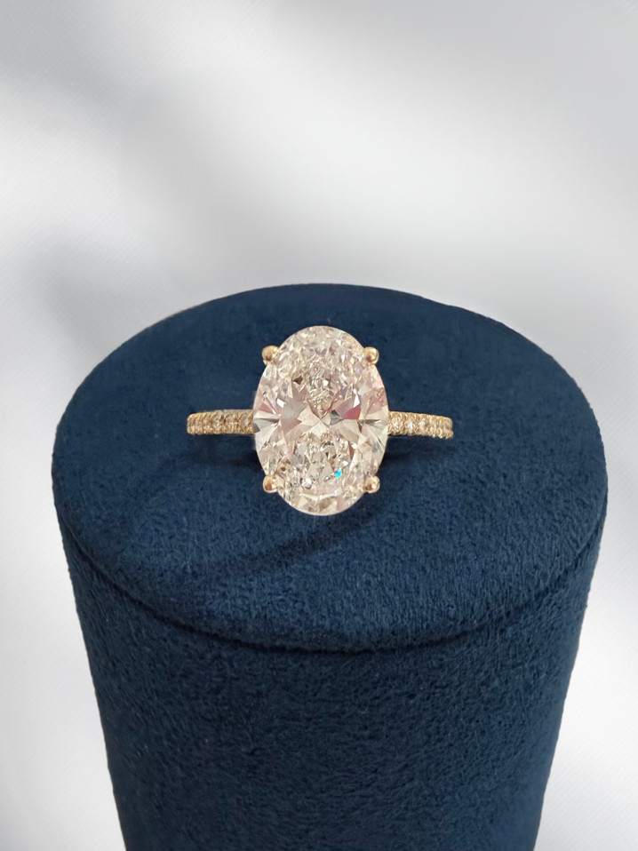 3.32cttw Lab Grown Oval Engagement Ring-14KY