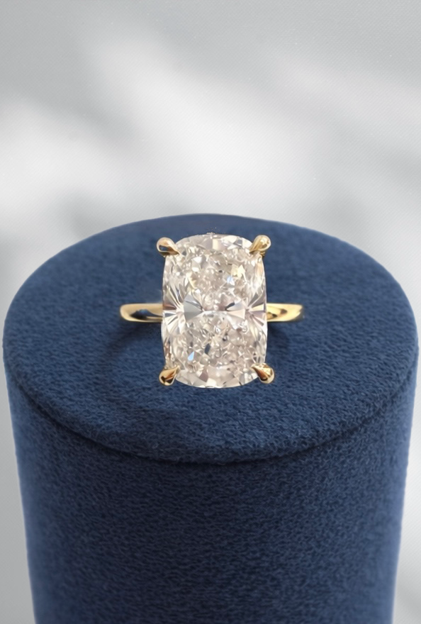 5.95 Lab Grown Elongated Cushion Engagement Ring-14KY