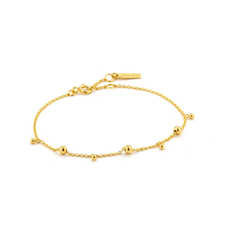 Gold Tone Sterling Silver Modern Drop Balls Bracelet