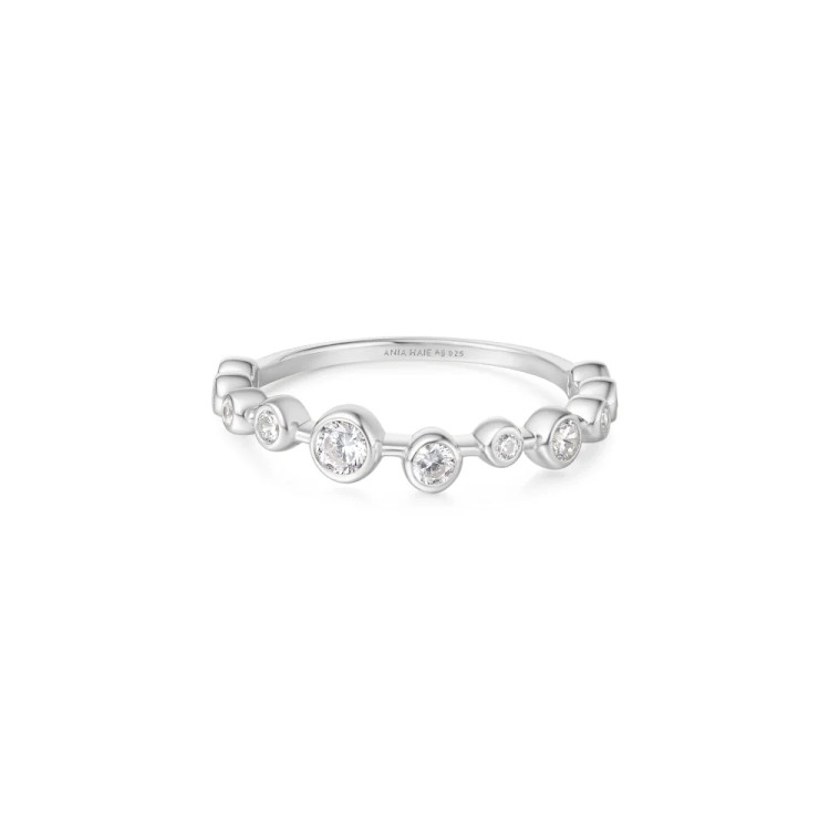 Sterling Silver Bezel Cubic Zirconia Zig-Zag Ring