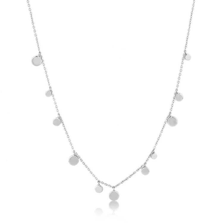 Gold Tone Sterling Silver Geometry Mixed Discs Necklace
