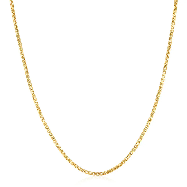 Gold Tone Sterling Silver Box Link Chain Necklace